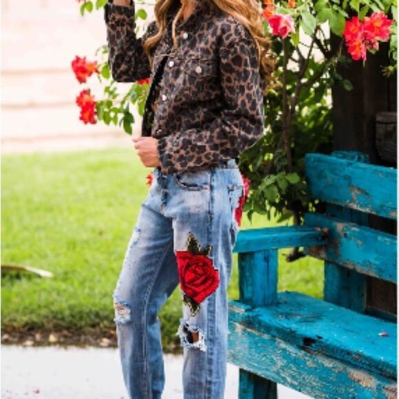 Rodeo Quincy Ella Rose Denim Pant Blue S NWT - Picture 3 of 8